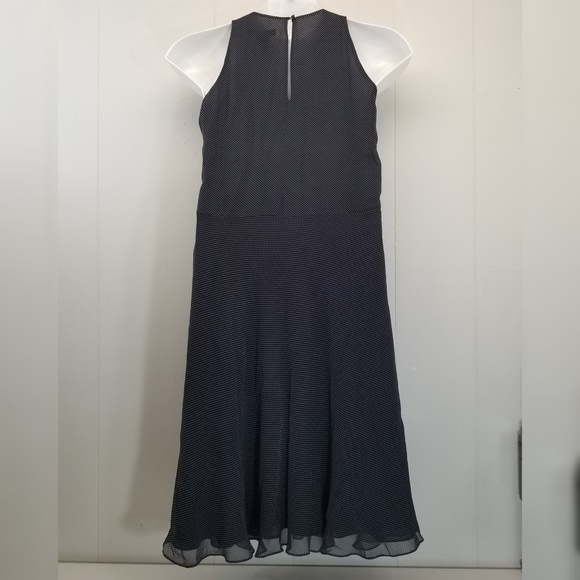 Ralph Lauren 14 Silk Dress Flare Polka Dot Ruffle Sleeveless Cruise Party - Picture 5 of 7